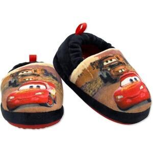 New Disney Cars Boys Size 5/6 Red Black Lightning McQueen Tow Mater Slippers